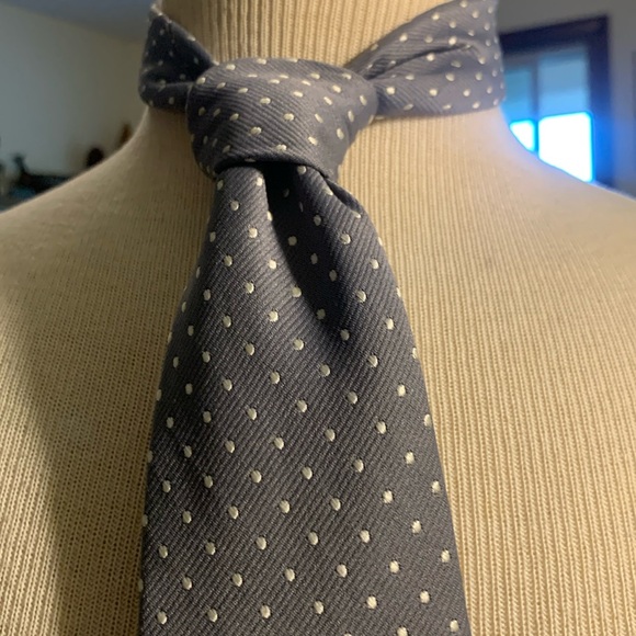 RARE VINTAGE 70’s DIOR DOTTED GRAY SILK BLEND NECKTIE - Picture 1 of 13